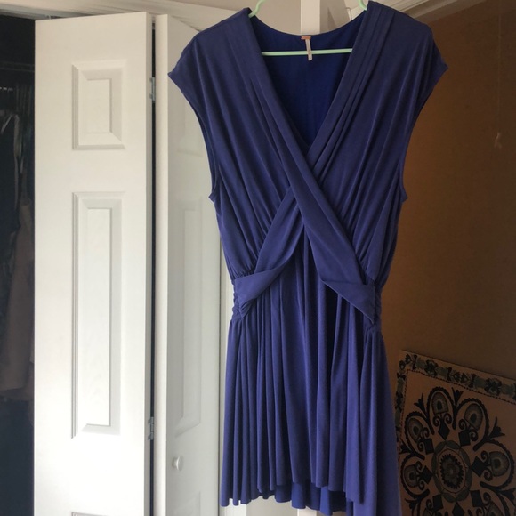 NWOT Free People Criss Cross Front Blue Dress - Picture 2 of 6